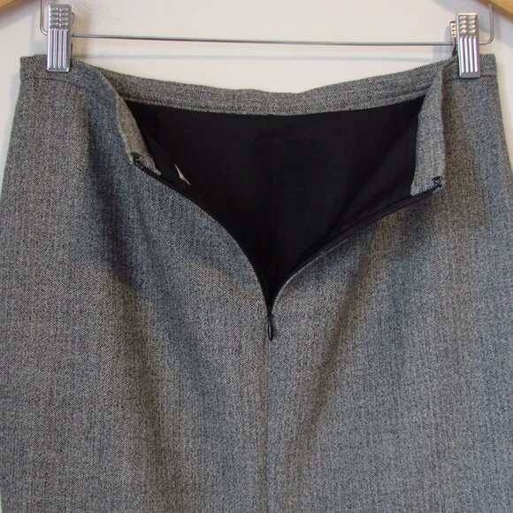 Holt Renfrew Gray Black Wool Blend Pencil Skirt Herringbone Work Office Size 4 - Picture 11 of 13